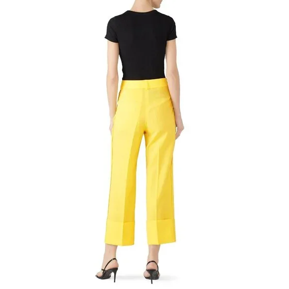 Rochas Orson Yellow Japanese Wool Cuffed Pants Women's Size IT 44
